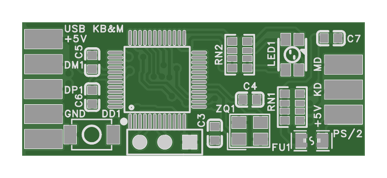 Печатная плата HIDMAN USB to PS/2