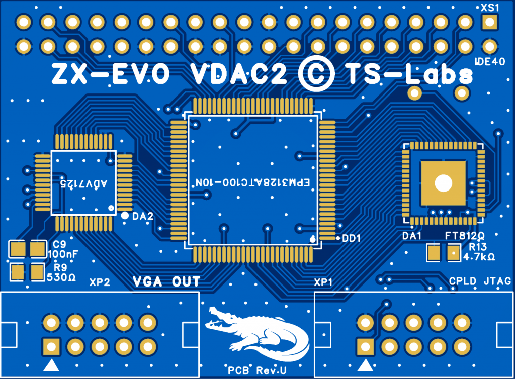 Печатная плата VDAC2U для ZX Evolution (Rev.U) (чёрная маска) #Y11